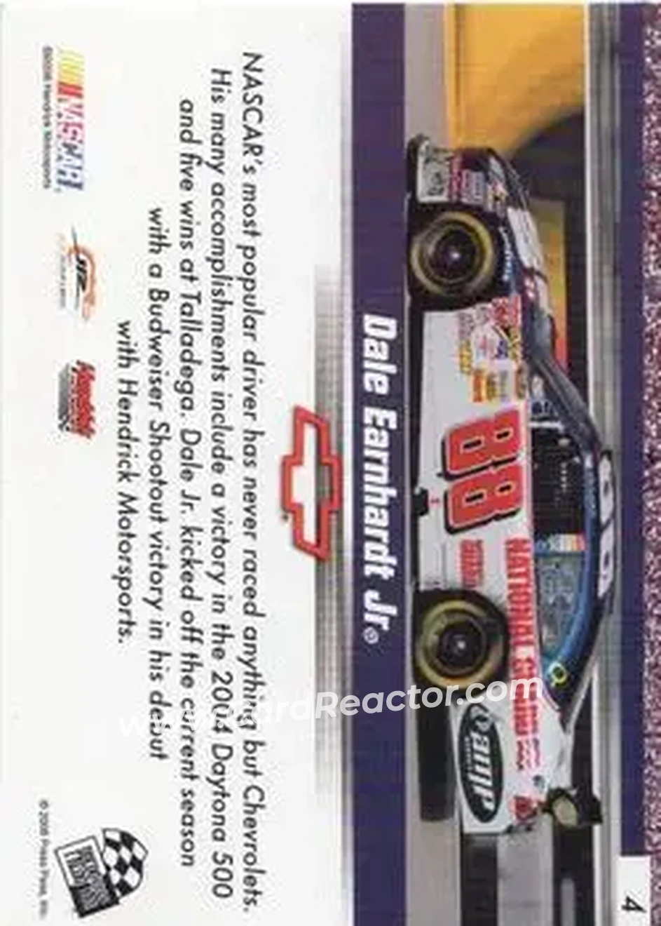 2008 Press Pass Speedway #4 - Dale Earnhardt Jr - Hendrick Motorsports - Back