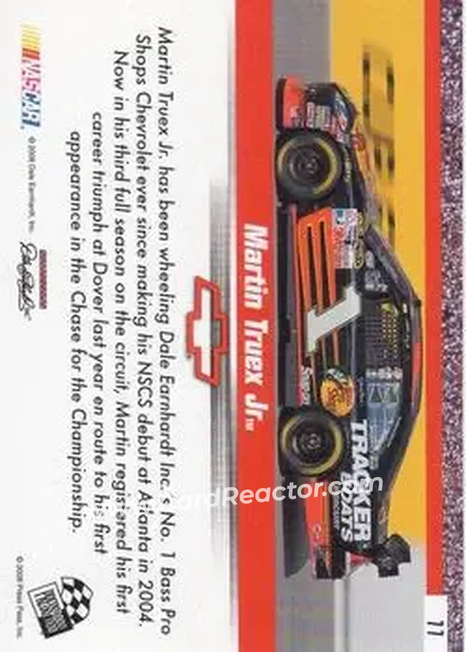 2008 Press Pass Speedway #11 - Martin Truex Jr. - Dale Earnhardt Inc. - Back