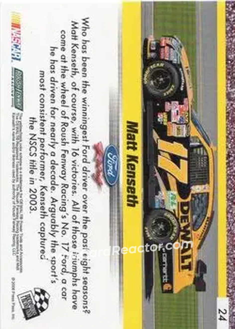 2008 Press Pass Speedway #24 - Matt Kenseth - Roush Fenway Racing - Back