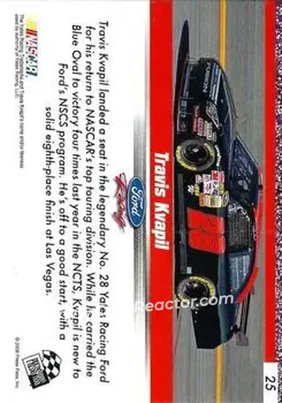 2008 Press Pass Speedway #25 - Travis Kvapil - Yates Racing - Back