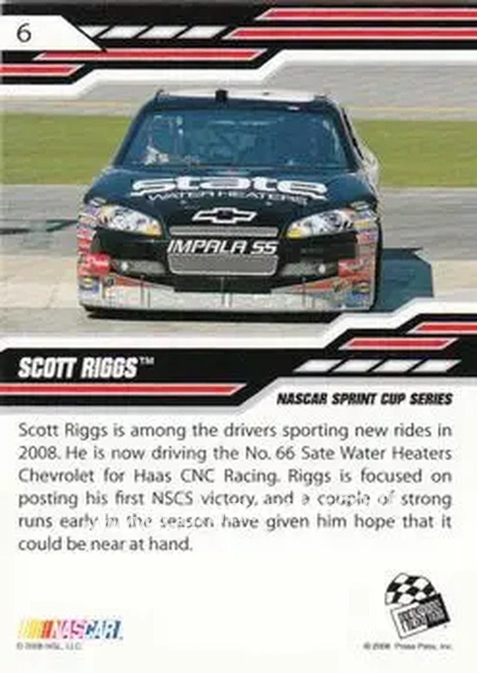 2008 Press Pass Stealth #6 - Scott Riggs - Haas CNC Racing - Back