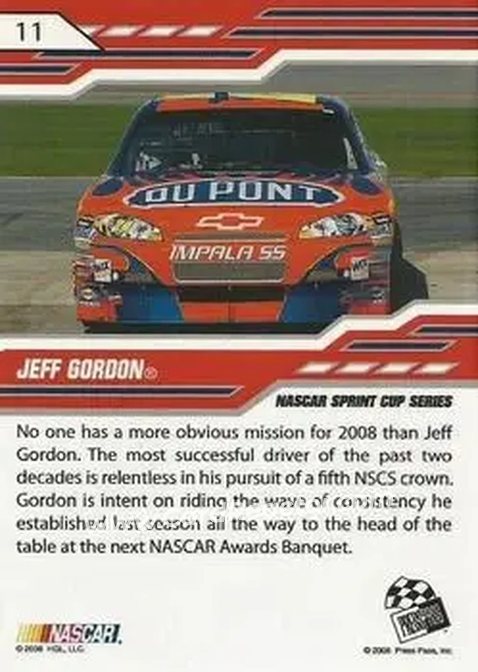 2008 Press Pass Stealth #11c - Jeff Gordon - Hendrick Motorsports - Back 2008 Press Pass Stealth #11c - Jeff Gordon - Hendrick Motorsports - Back
