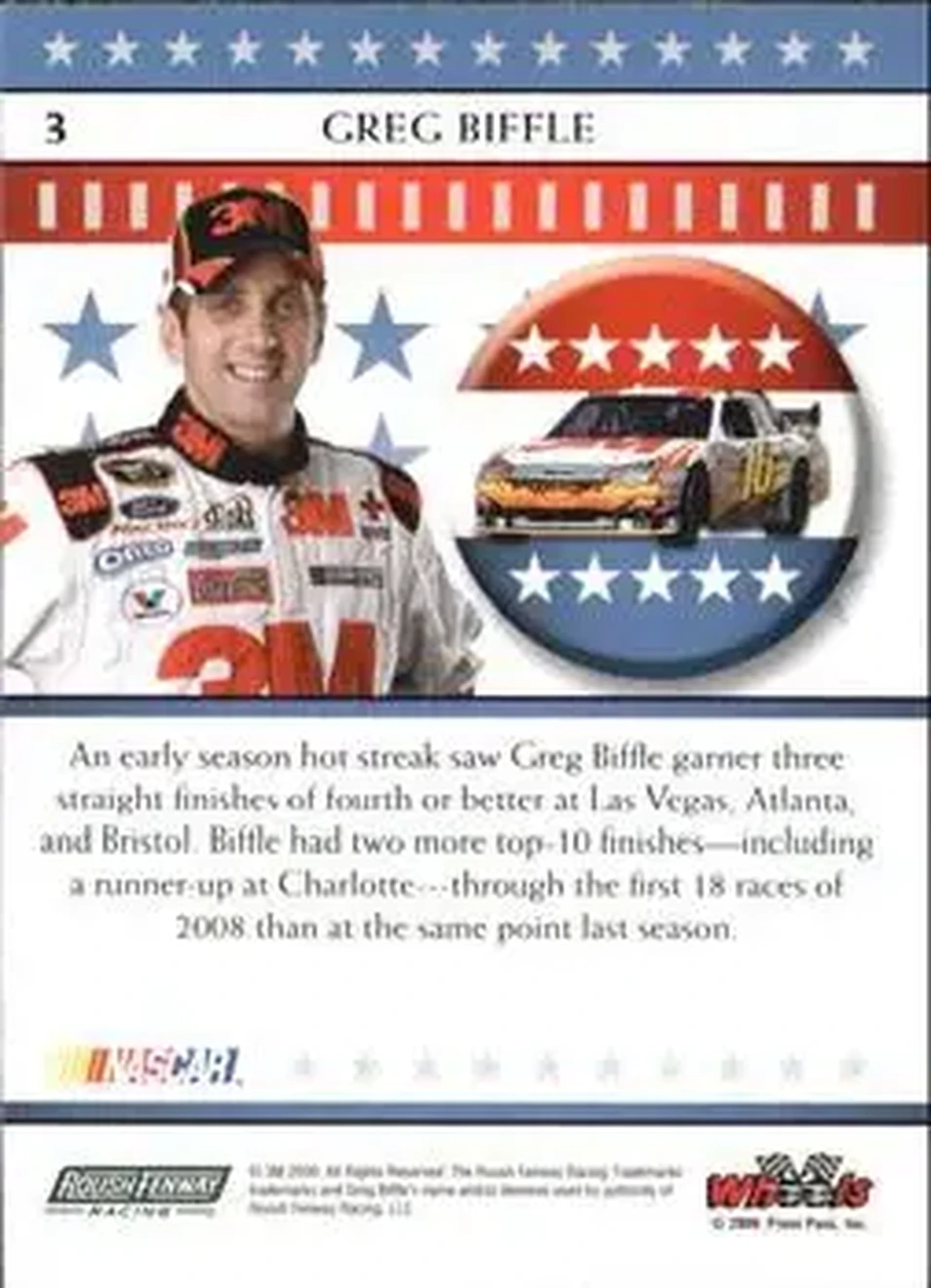 2008 Wheels American Thunder #3 - Greg Biffle - Roush Fenway Racing - Back