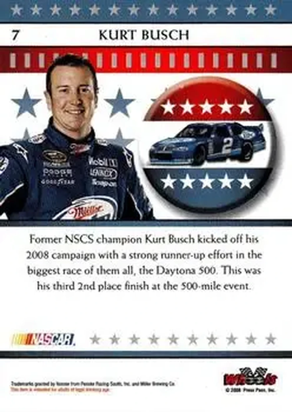 2008 Wheels American Thunder #7 - Kurt Busch - Penske Racing South - Back