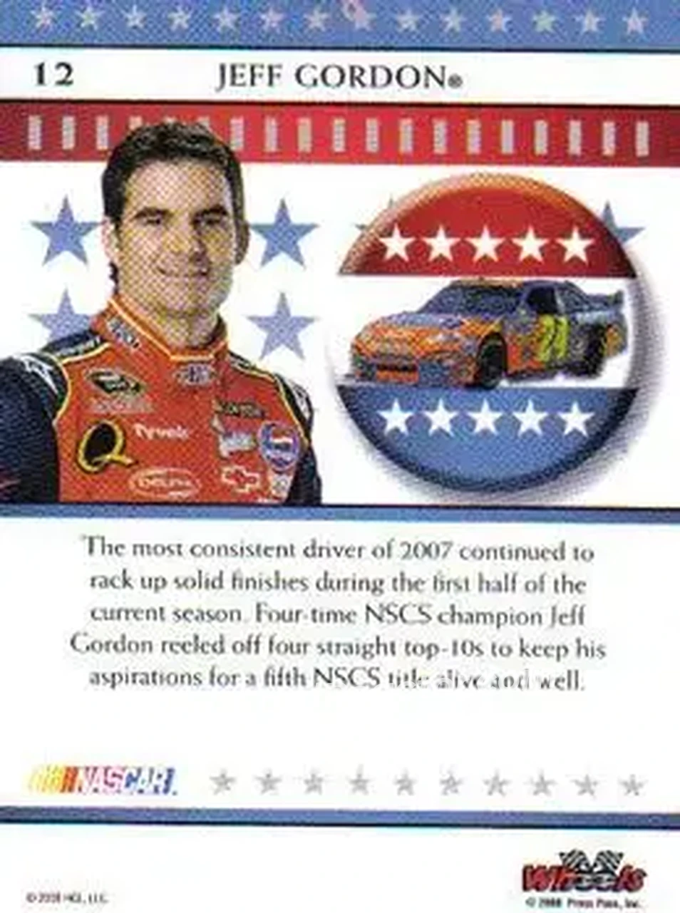 2008 Wheels American Thunder #12 - Jeff Gordon - Hendrick Motorsports - Back