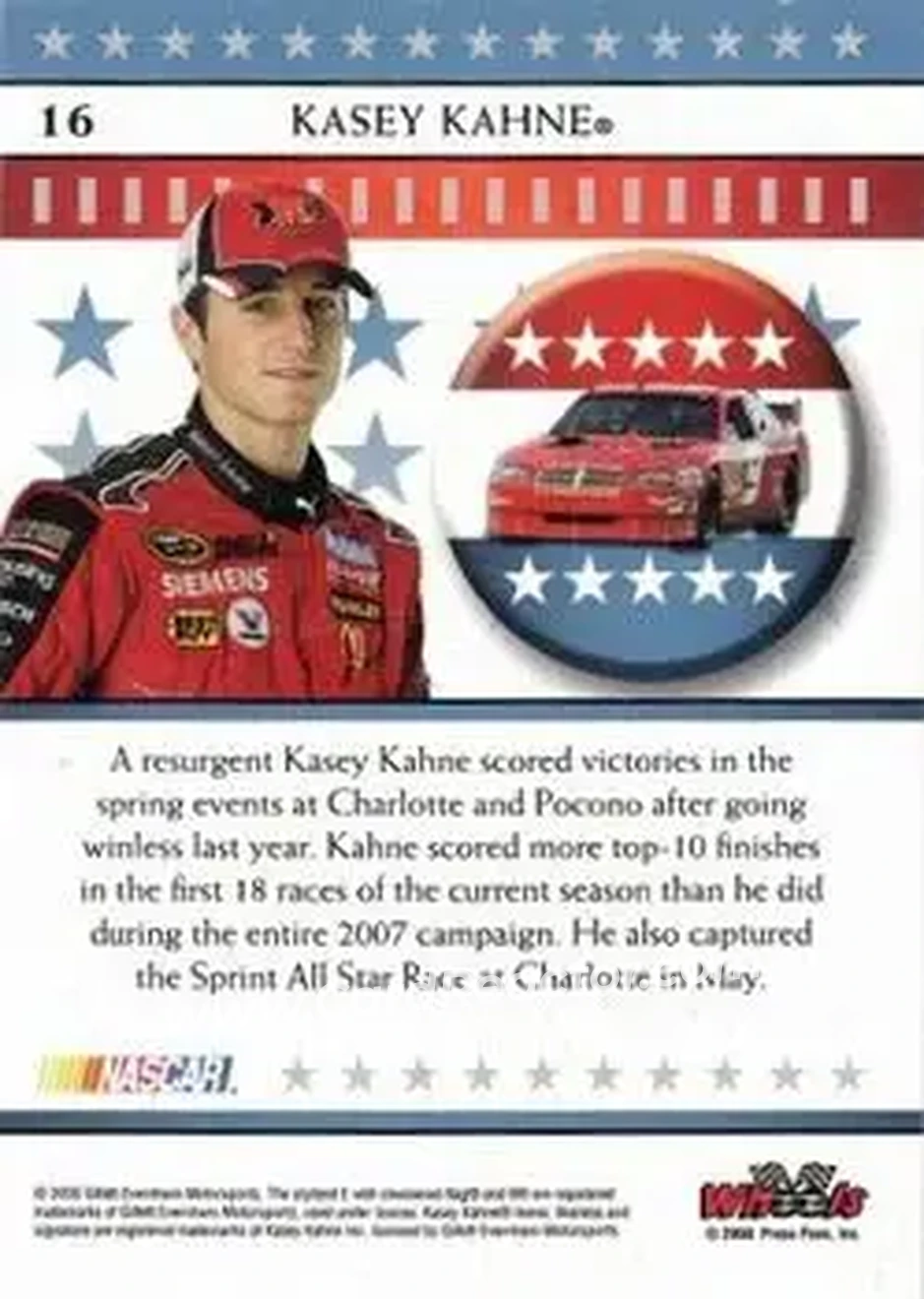 2008 Wheels American Thunder #16 - Kasey Kahne - Gillett Evernham Motorsports - Back