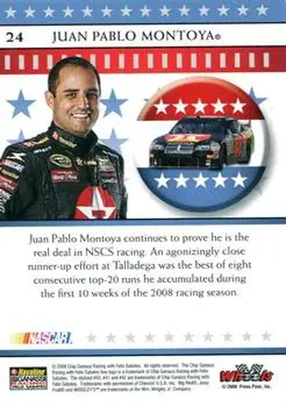 2008 Wheels American Thunder #24 - Juan Pablo Montoya - Chip Ganassi Racing with Felix Sabates - Back