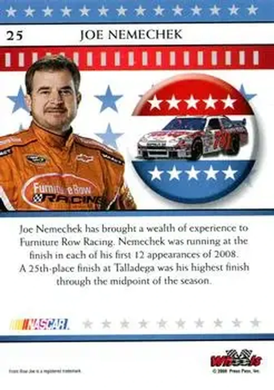 2008 Wheels American Thunder #25 - Joe Nemechek - Furniture Row Racing - Back