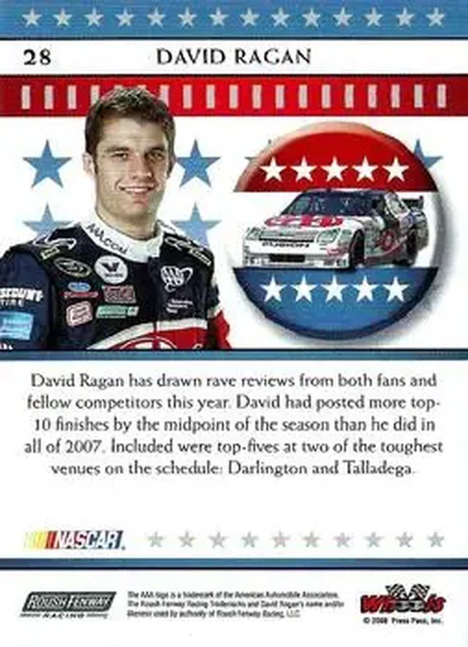2008 Wheels American Thunder #28 - David Ragan - Roush Fenway Racing - Back
