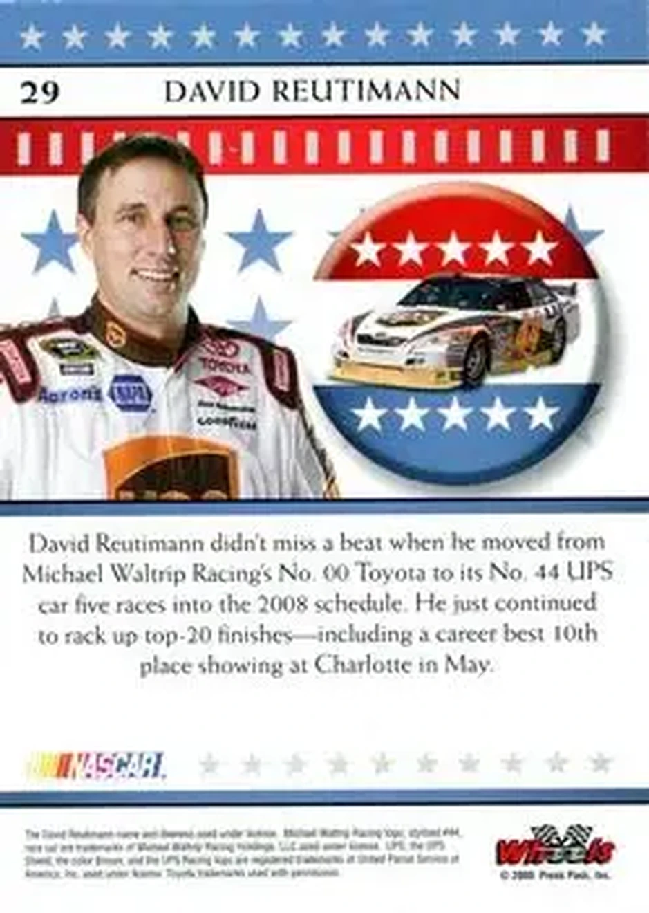 2008 Wheels American Thunder #29 - David Reutimann - Michael Waltrip Racing - Back