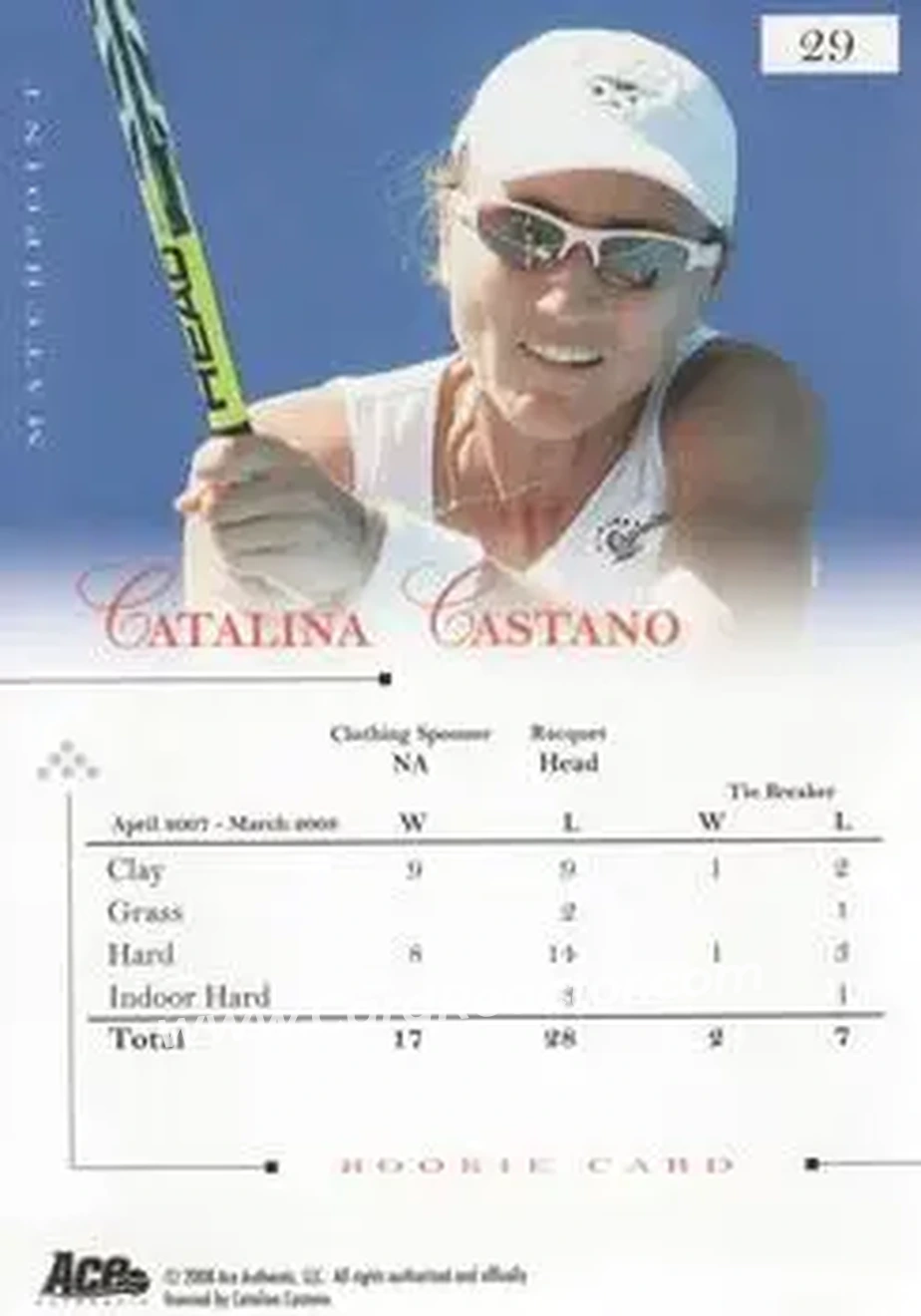 2008 Ace Authentic Match Point #29 - Catalina Castano - Back 2008 Ace Authentic Match Point #29 - Catalina Castano - Back