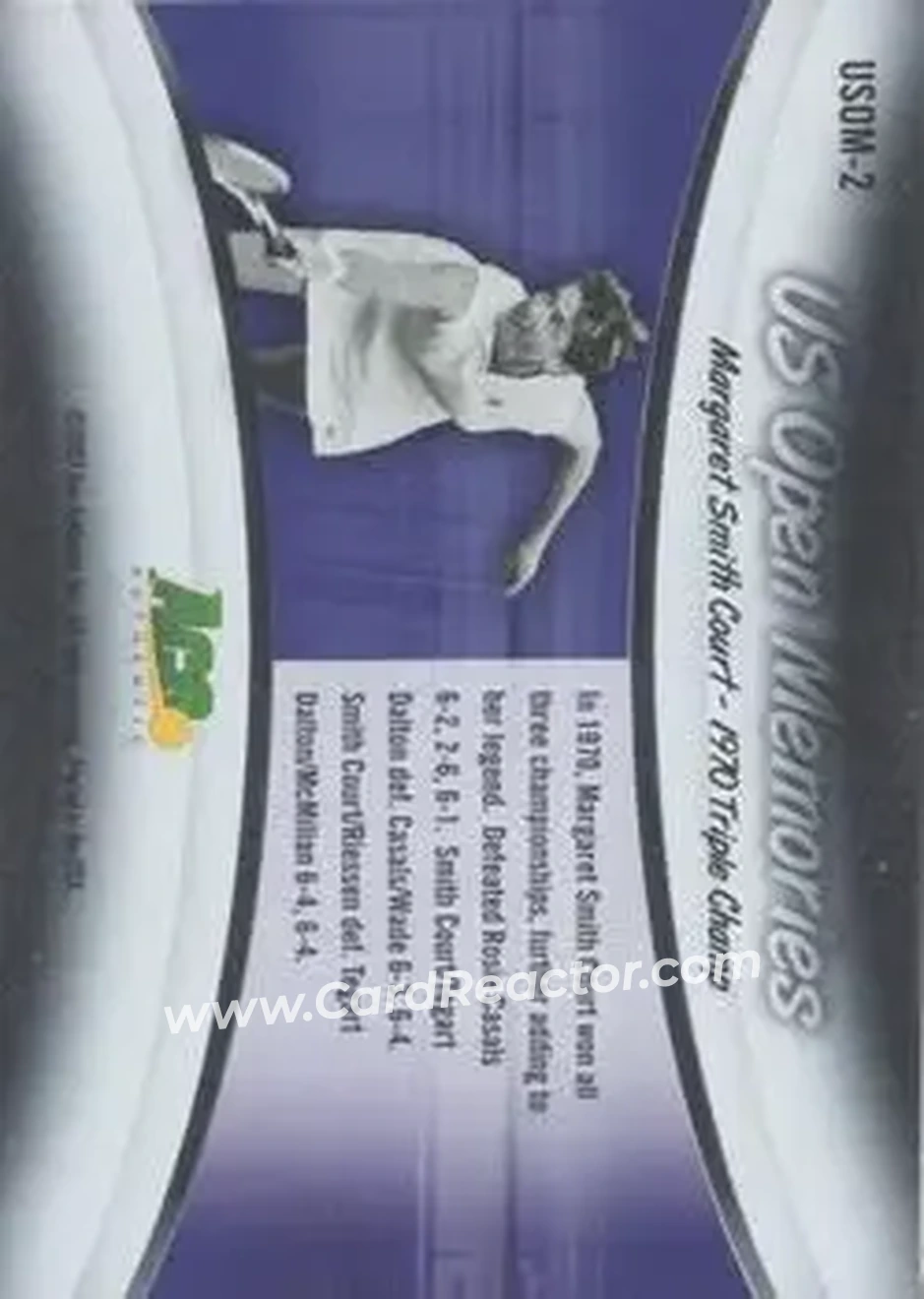 2008 Ace Authentic Grand Slam - U.S. Open Memories Bronze #USOM-2 - Margaret Court - Back