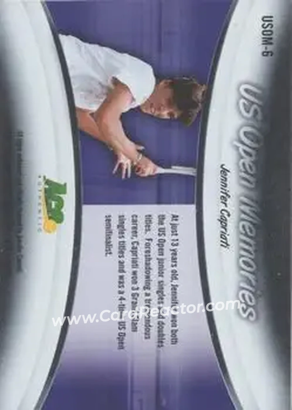2008 Ace Authentic Grand Slam - U.S. Open Memories Bronze #USOM-6 - Jennifer Capriati - Back 2008 Ace Authentic Grand Slam - U.S. Open Memories Bronze #USOM-6 - Jennifer Capriati - Back