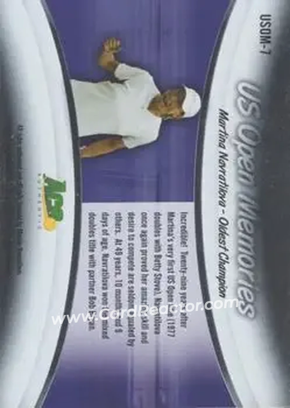 2008 Ace Authentic Grand Slam - U.S. Open Memories Bronze #USOM-7 - Martina Navratilova - Back 2008 Ace Authentic Grand Slam - U.S. Open Memories Bronze #USOM-7 - Martina Navratilova - Back