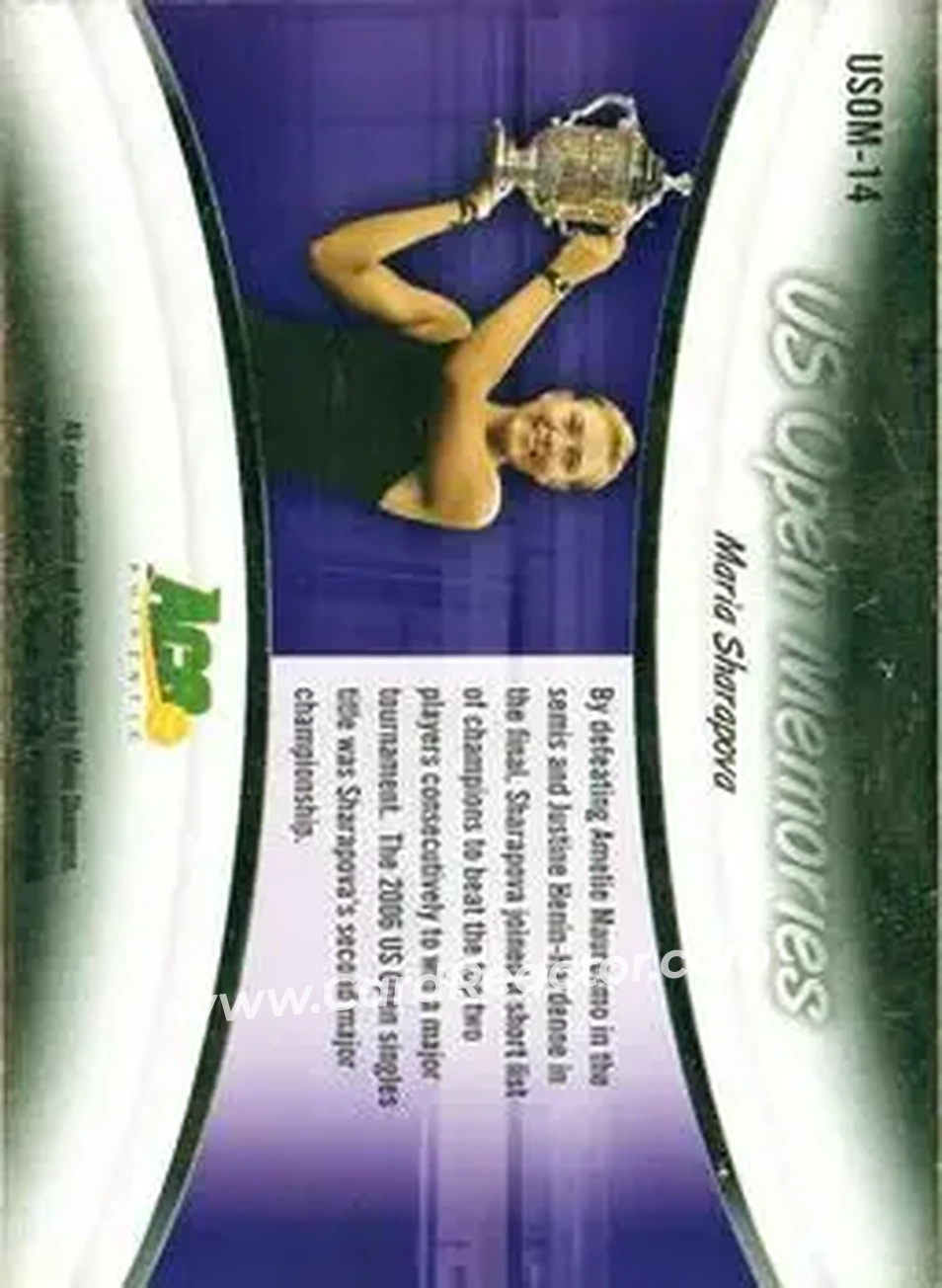 2008 Ace Authentic Grand Slam - U.S. Open Memories Bronze #USOM-14 - Maria Sharapova - Back
