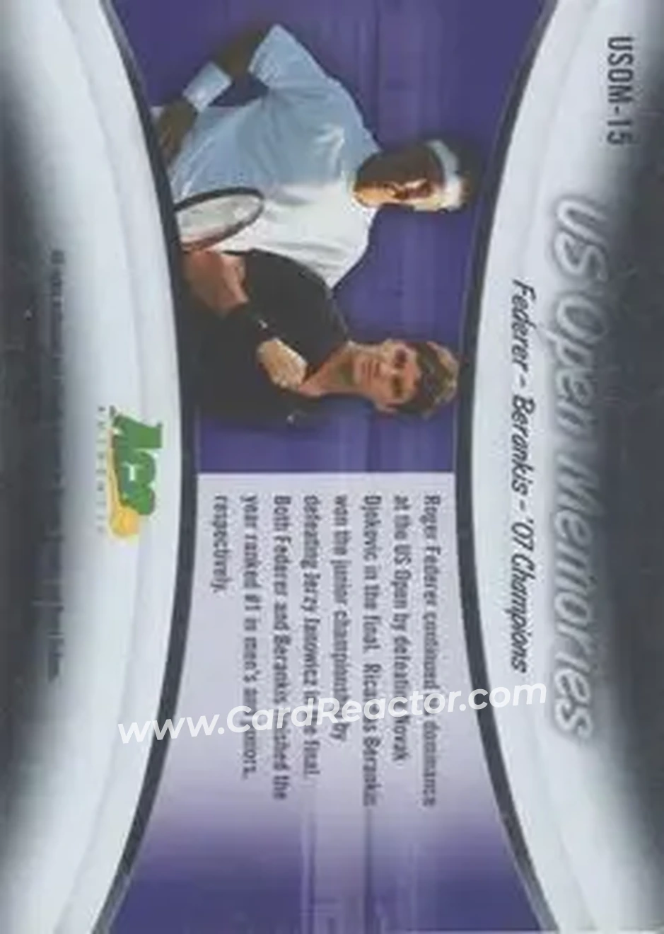 2008 Ace Authentic Grand Slam - U.S. Open Memories Bronze #USOM-15 - Roger Federer - Ricardas Berankis - Back