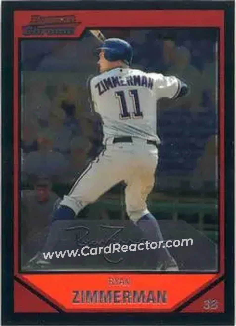 2007 Bowman Chrome #3 - Ryan Zimmerman - Washington Nationals - Front