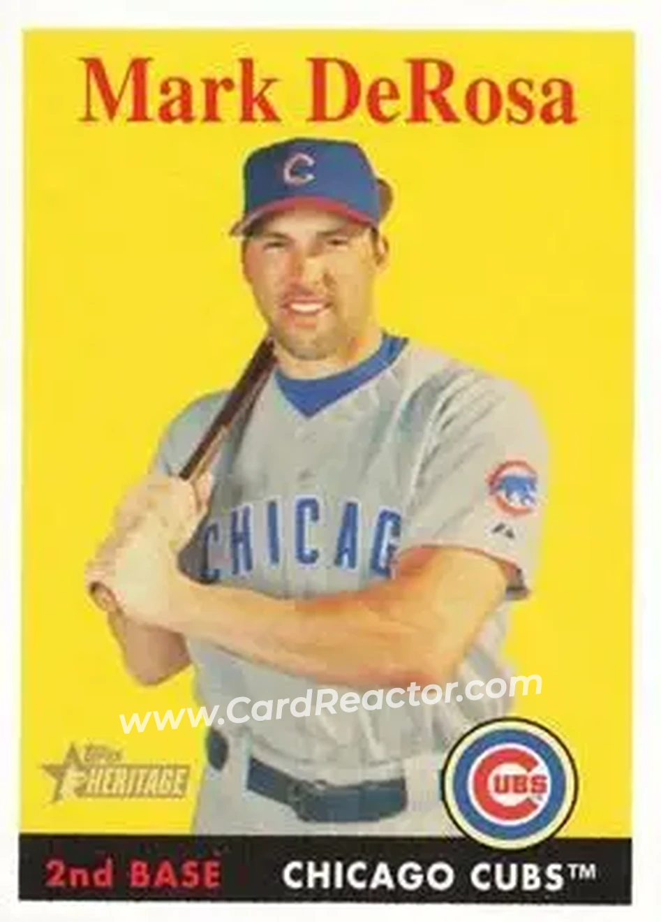 2007 Topps Heritage #34 - Mark DeRosa - Chicago Cubs - Front 2007 Topps Heritage #34 - Mark DeRosa - Chicago Cubs - Front