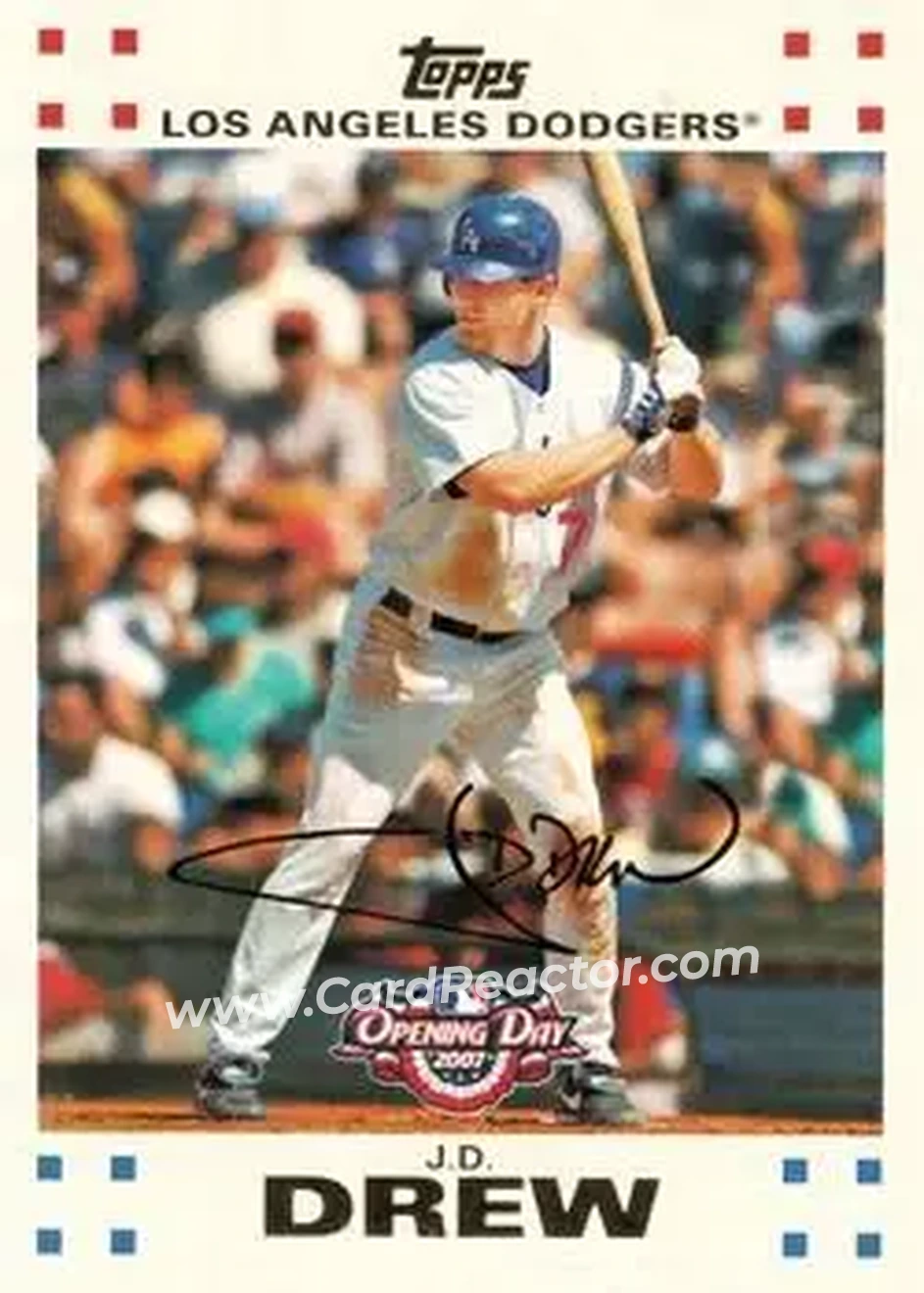 2007 Topps Opening Day #11 - J.D. Drew - Los Angeles Dodgers - Front 2007 Topps Opening Day #11 - J.D. Drew - Los Angeles Dodgers - Front