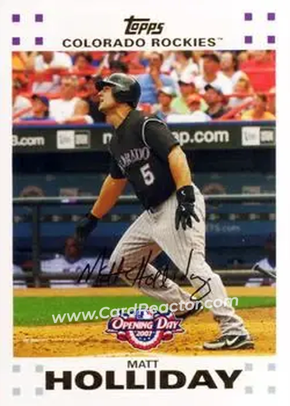 2007 Topps Opening Day #19 - Matt Holliday - Colorado Rockies - Front 2007 Topps Opening Day #19 - Matt Holliday - Colorado Rockies - Front
