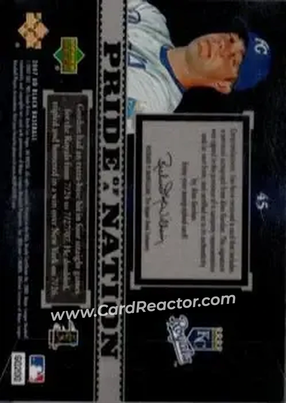 2007 UD Black #45 - Alex Gordon - Kansas City Royals - Back