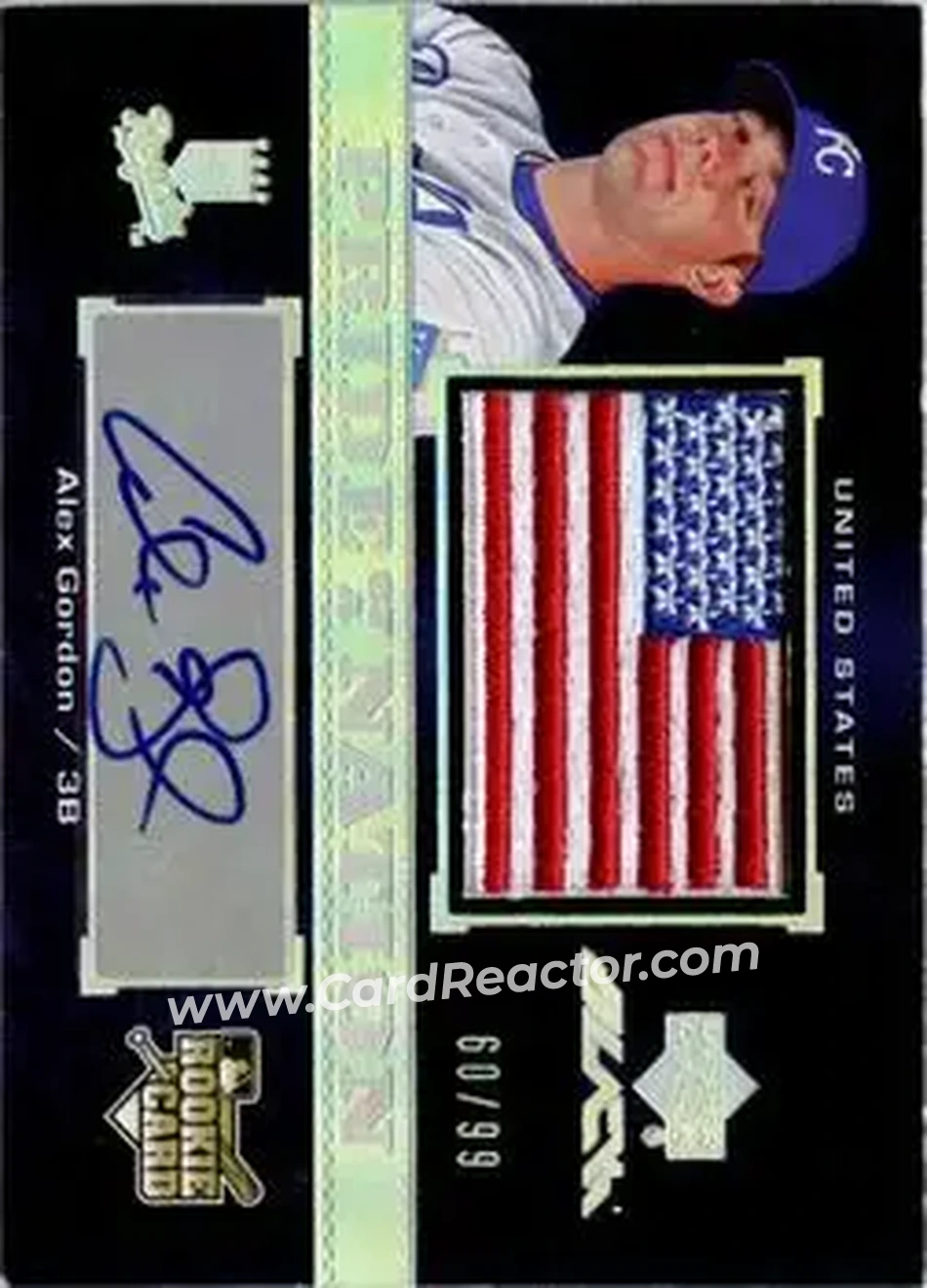 2007 UD Black #45 - Alex Gordon - Kansas City Royals - Front