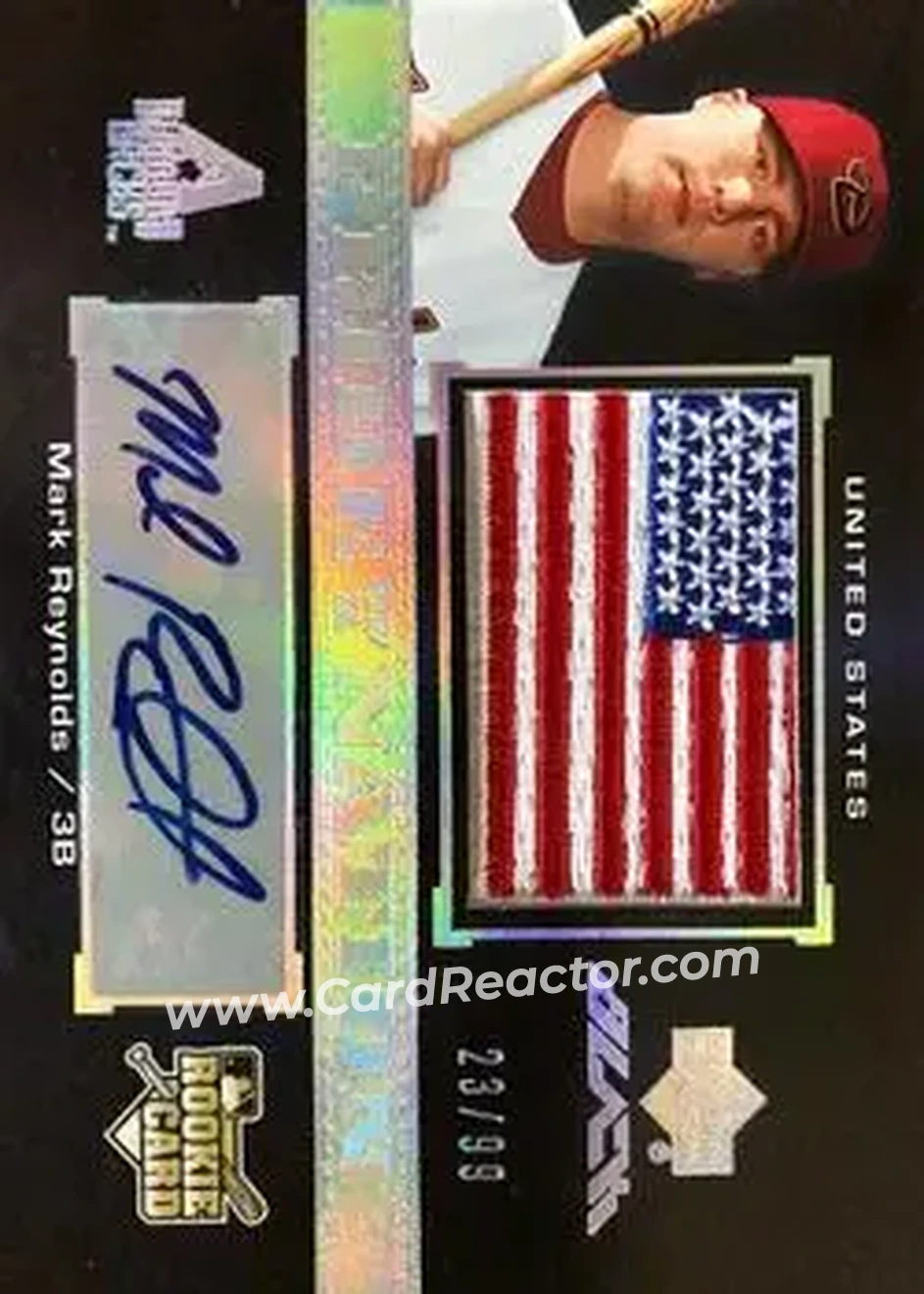 2007 UD Black #62 - Mark Reynolds - Arizona Diamondbacks - Front 2007 UD Black #62 - Mark Reynolds - Arizona Diamondbacks - Front