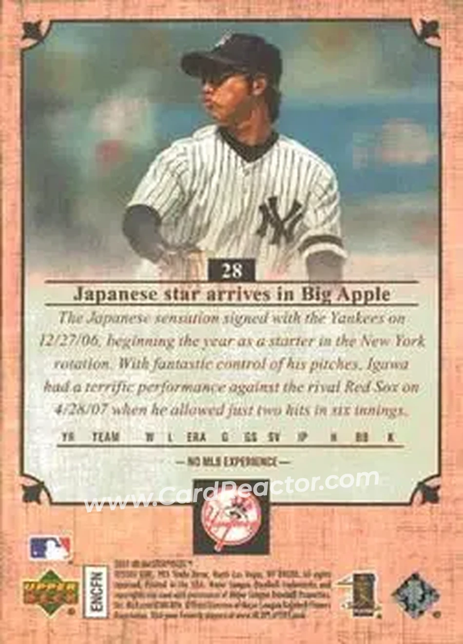 2007 Upper Deck Masterpieces #28 - Kei Igawa - New York Yankees - Back