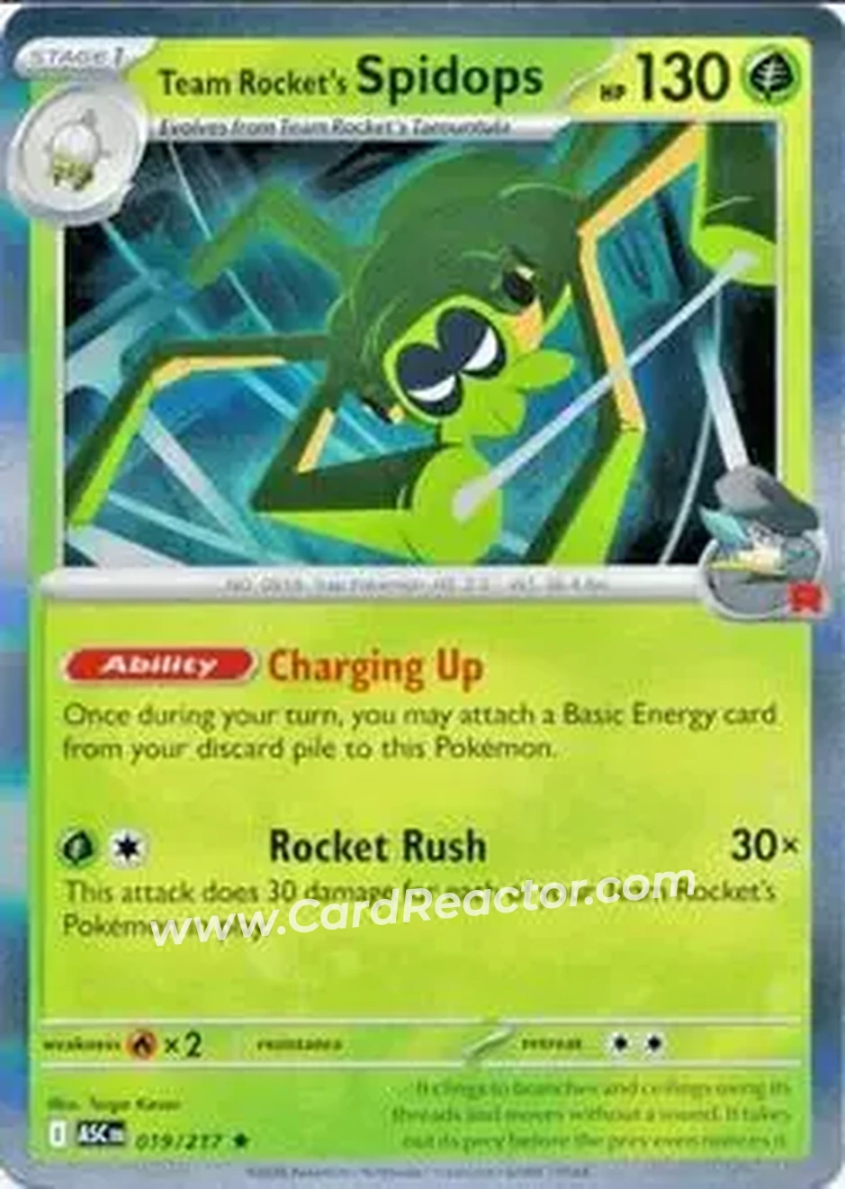 2026 Pokemon Mega Evolution Ascended Heroes #019/217 - Team Rocket's Spidops - Front