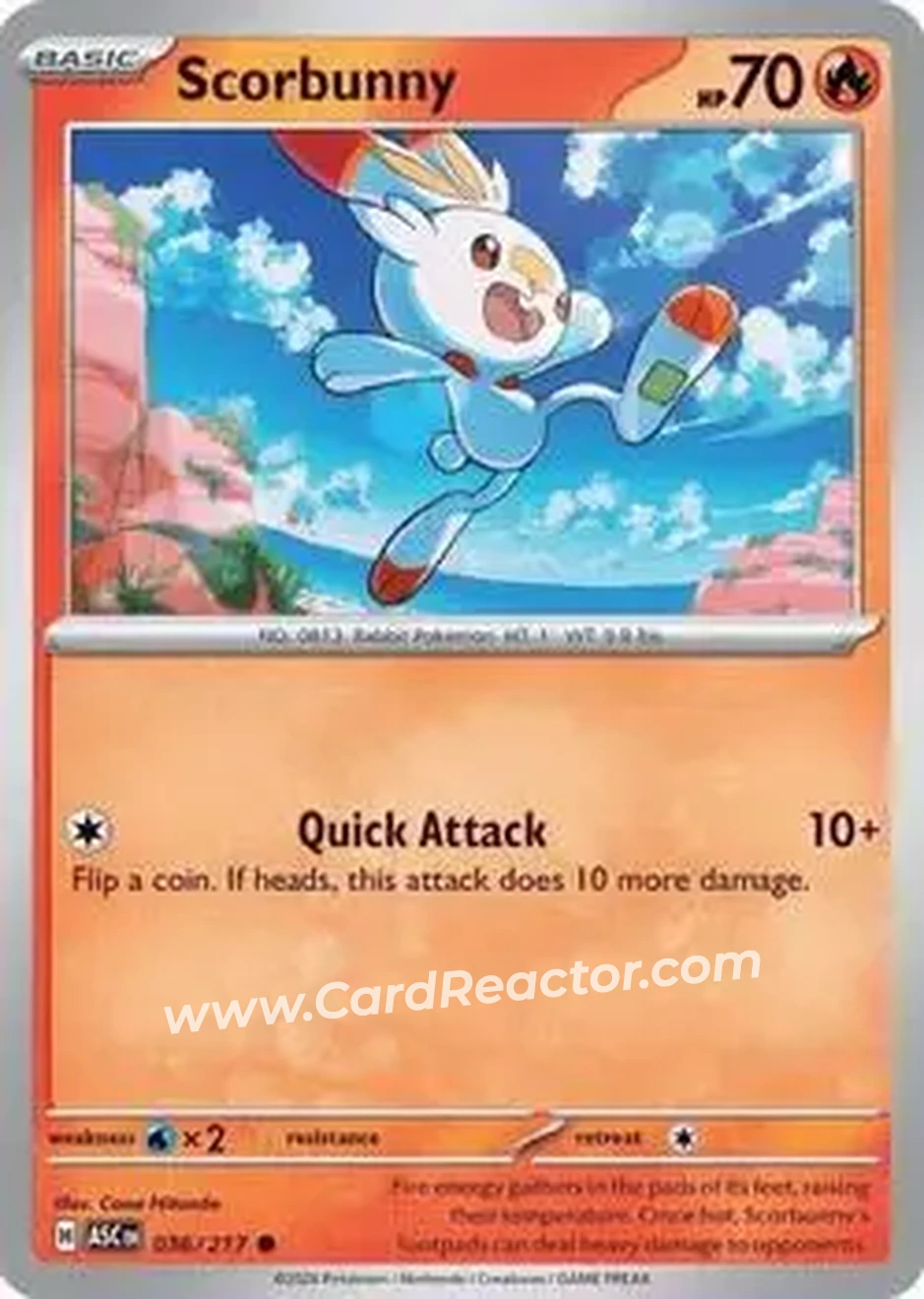 2026 Pokemon Mega Evolution Ascended Heroes #036/217 - Scorbunny - Front