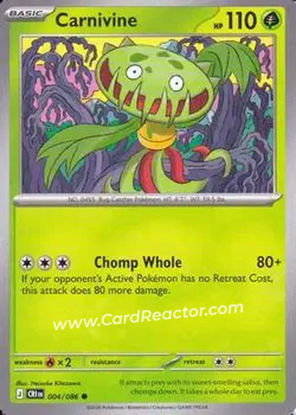 2026 Pokemon Mega Evolution Chaos Rising #004/086 - Carnivine - Front