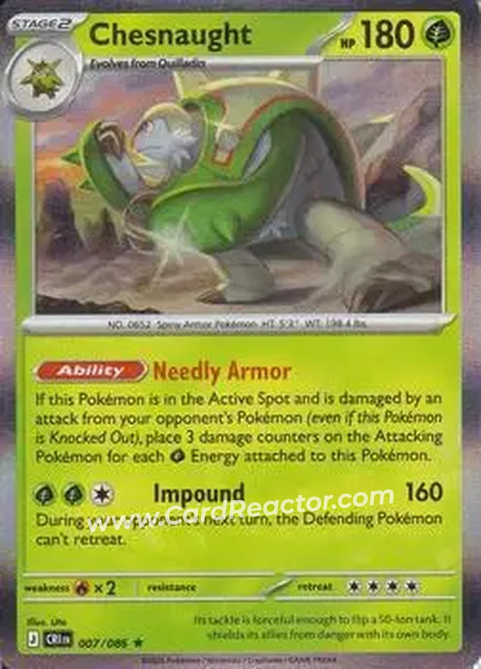 2026 Pokemon Mega Evolution Chaos Rising #007/086 - Chesnaught - Front