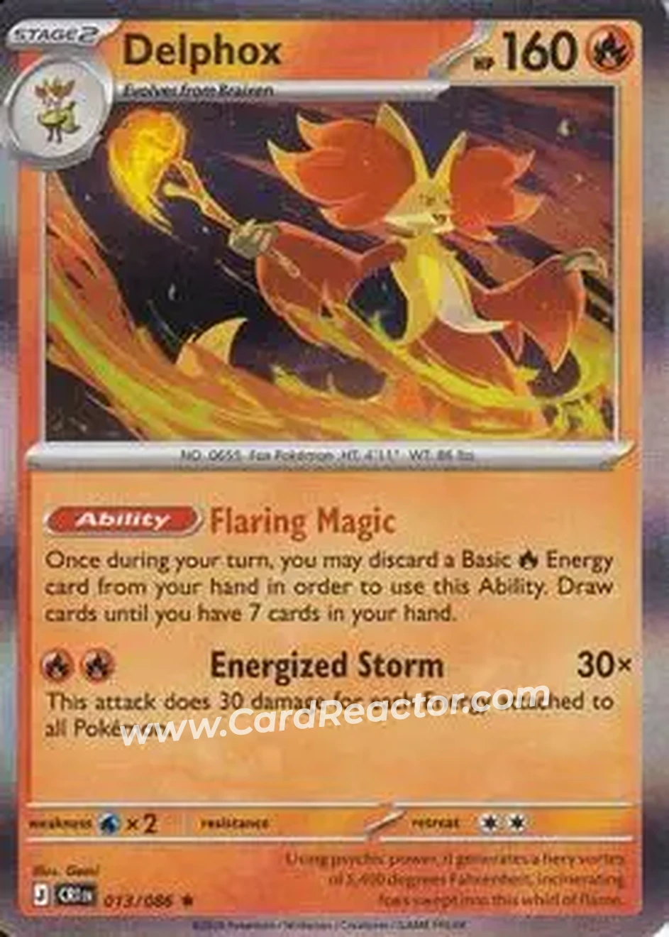 2026 Pokemon Mega Evolution Chaos Rising #013/086 - Delphox - Front 2026 Pokemon Mega Evolution Chaos Rising #013/086 - Delphox - Front