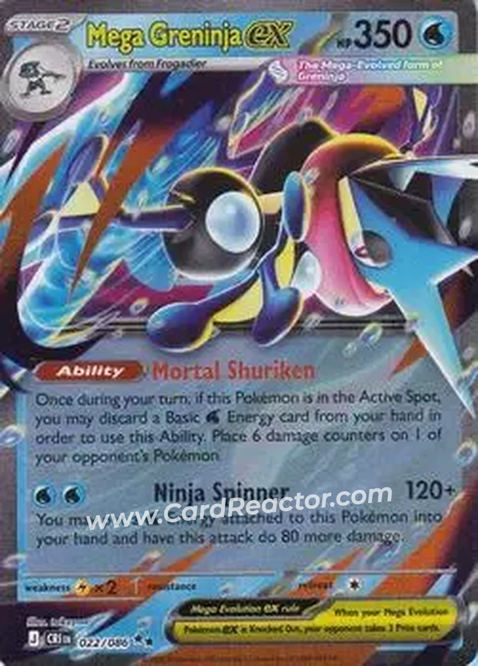 2026 Pokemon Mega Evolution Chaos Rising #022/086 - Mega Greninja ex - Front