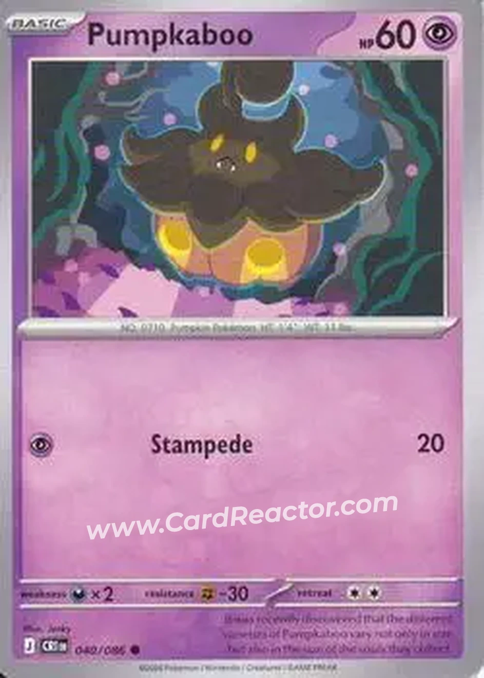 2026 Pokemon Mega Evolution Chaos Rising #040/086 - Pumpkaboo - Front