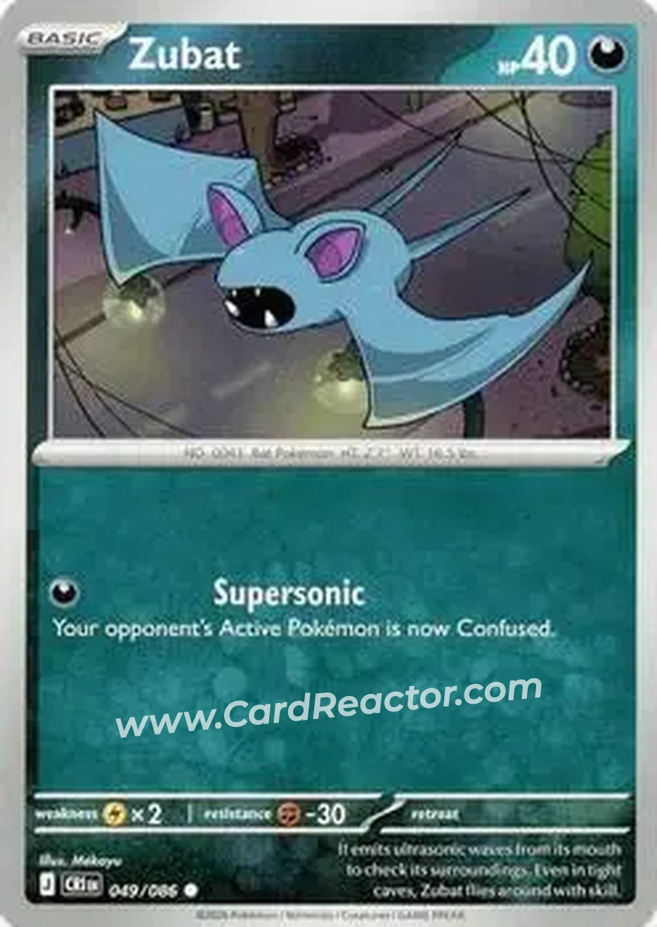 2026 Pokemon Mega Evolution Chaos Rising #049/086 - Zubat - Front