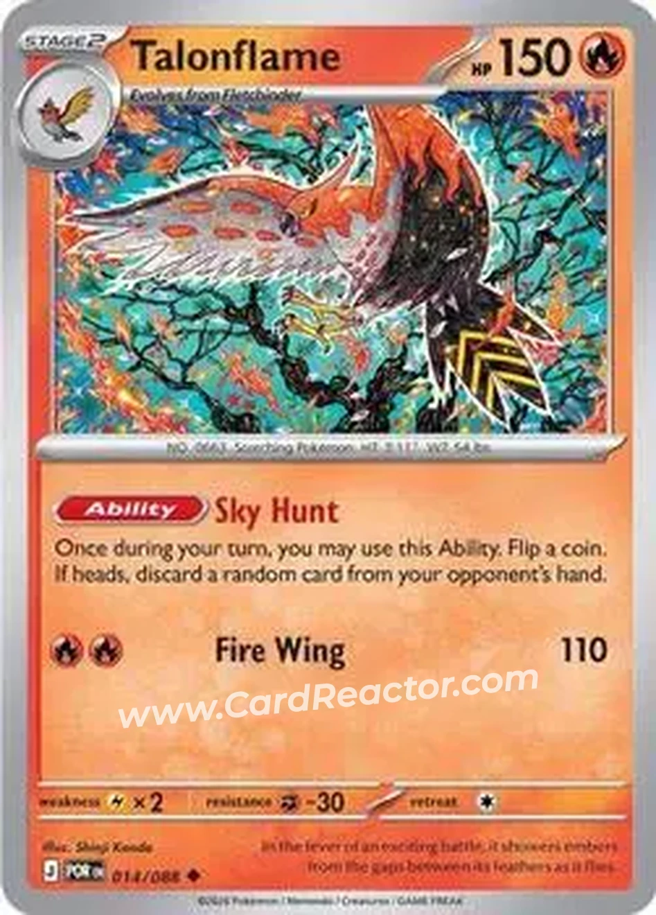 2026 Pokemon Mega Evolution Perfect Order #014/088 - ファイアロー - Front