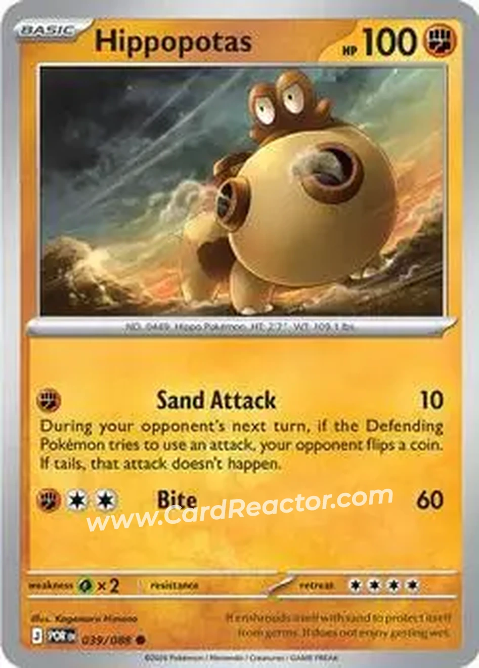 2026 Pokemon Mega Evolution Perfect Order #039/088 - Hippopotas - Front