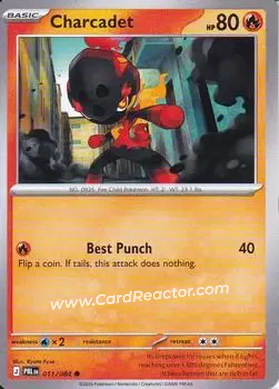 2026 Pokemon Mega Evolution Pitch Black #011/084 - Charcadet - Front 2026 Pokemon Mega Evolution Pitch Black #011/084 - Charcadet - Front