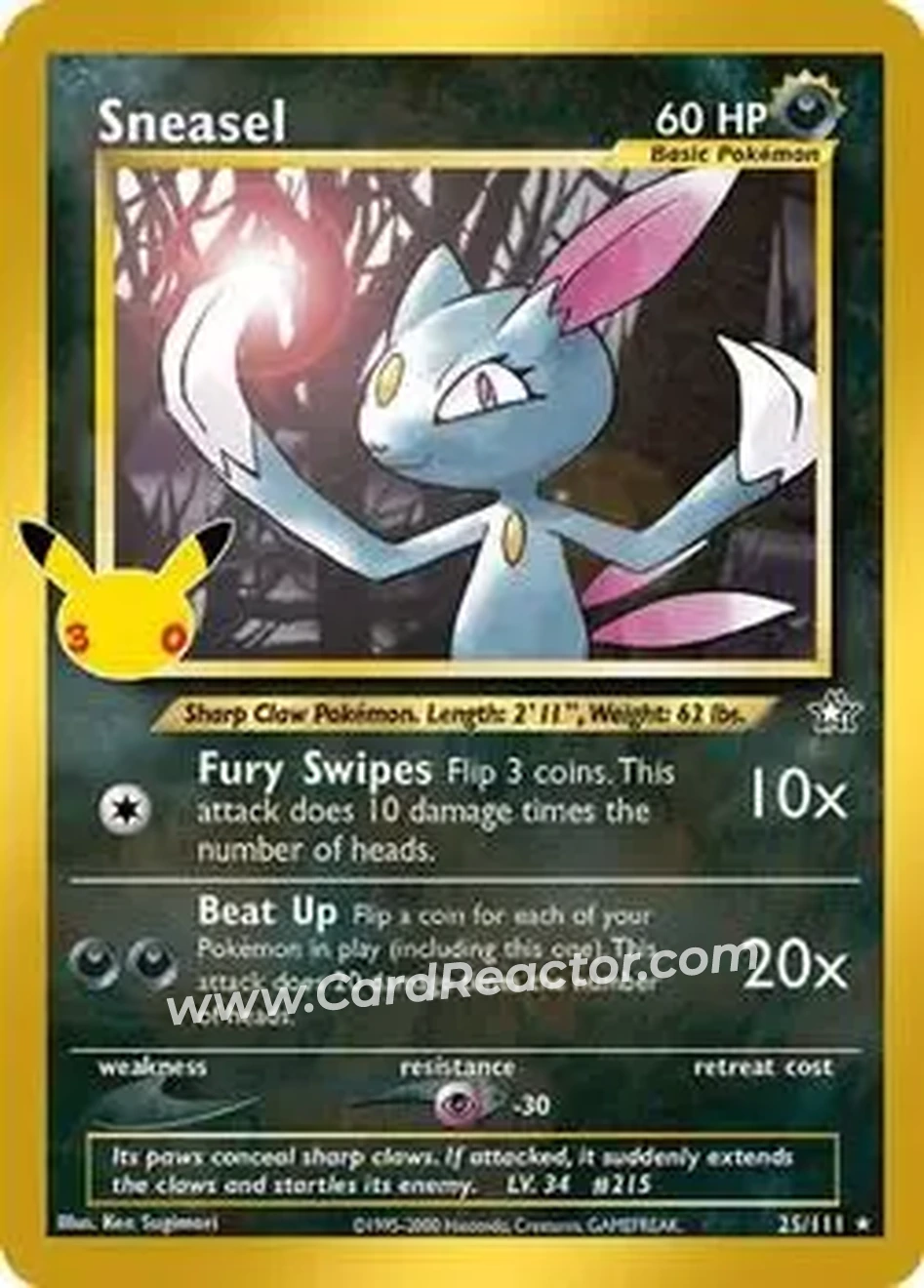 2026 Pokemon 30th Celebration - Classic Collection #25/111 - Sneasel