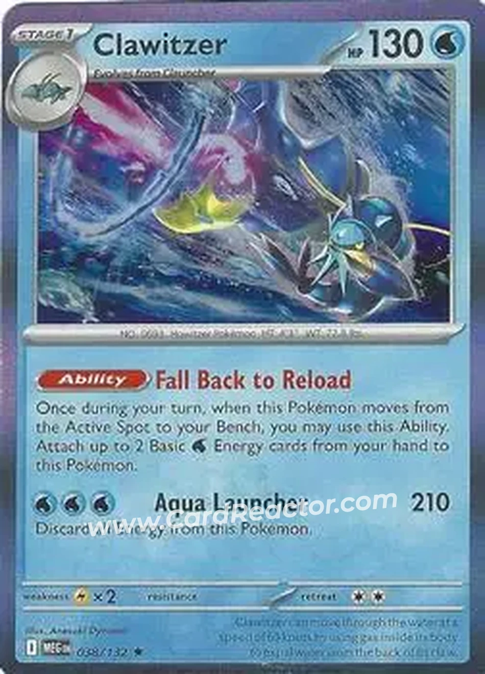 2025 Pokemon Mega Evolution #038/132 - Clawitzer - Front