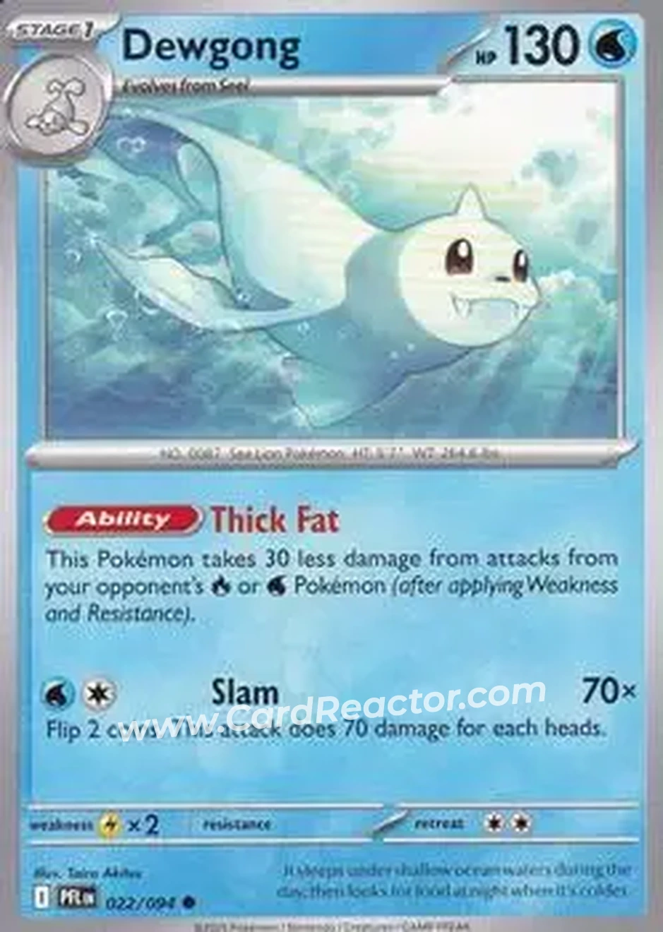2025 Pokemon Mega Evolution Phantasmal Flames #022/094 - Dewgong - Front 2025 Pokemon Mega Evolution Phantasmal Flames #022/094 - Dewgong - Front