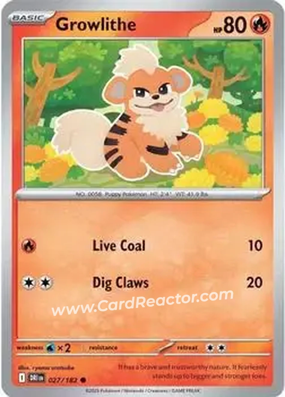 2025 Pokemon Scarlet & Violet Destined Rivals #027/182 - Growlithe - Front