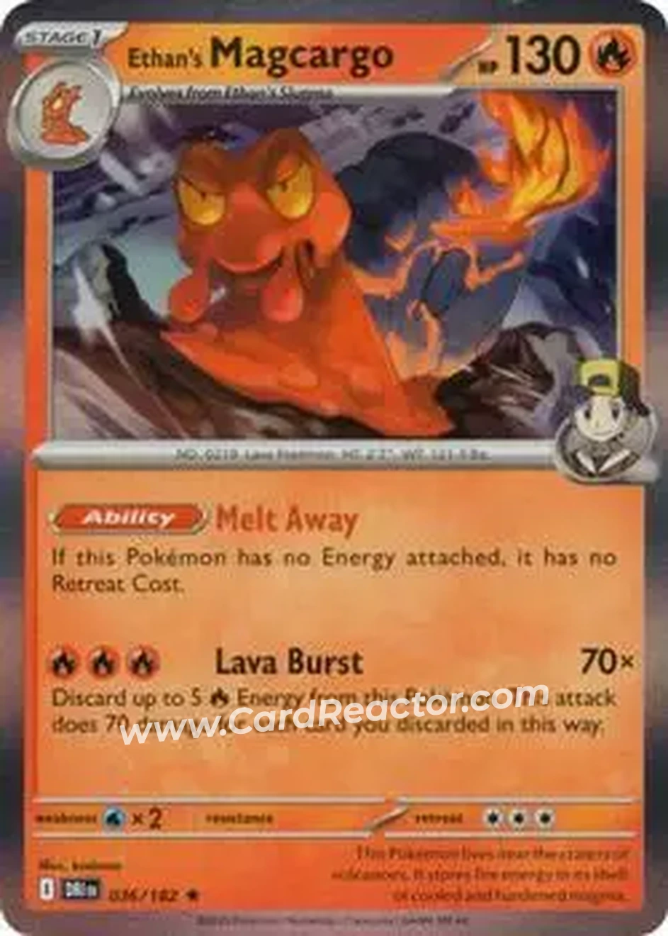 2025 Pokemon Scarlet & Violet Destined Rivals #036/182 - Ethan's Magcargo - Front