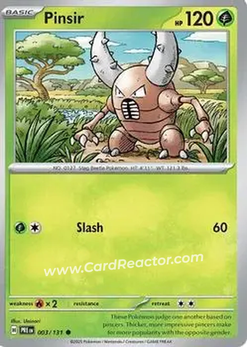 2025 Pokemon Scarlet & Violet Prismatic Evolutions #003/131 - Pinsir - Front