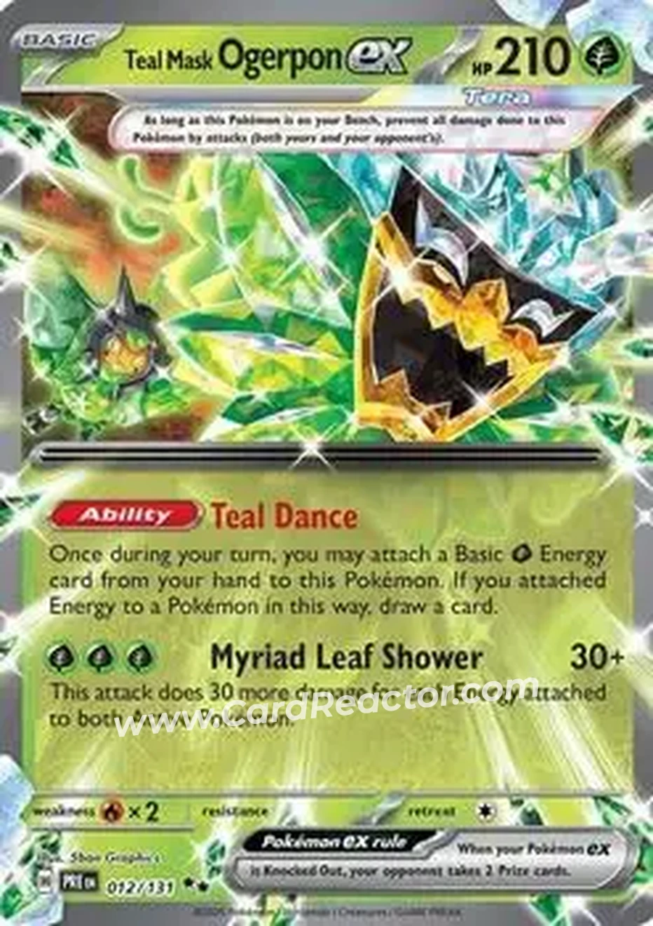 2025 Pokemon Scarlet & Violet Prismatic Evolutions #012/131 - Teal Mask Ogerpon ex - Front 2025 Pokemon Scarlet & Violet Prismatic Evolutions #012/131 - Teal Mask Ogerpon ex - Front