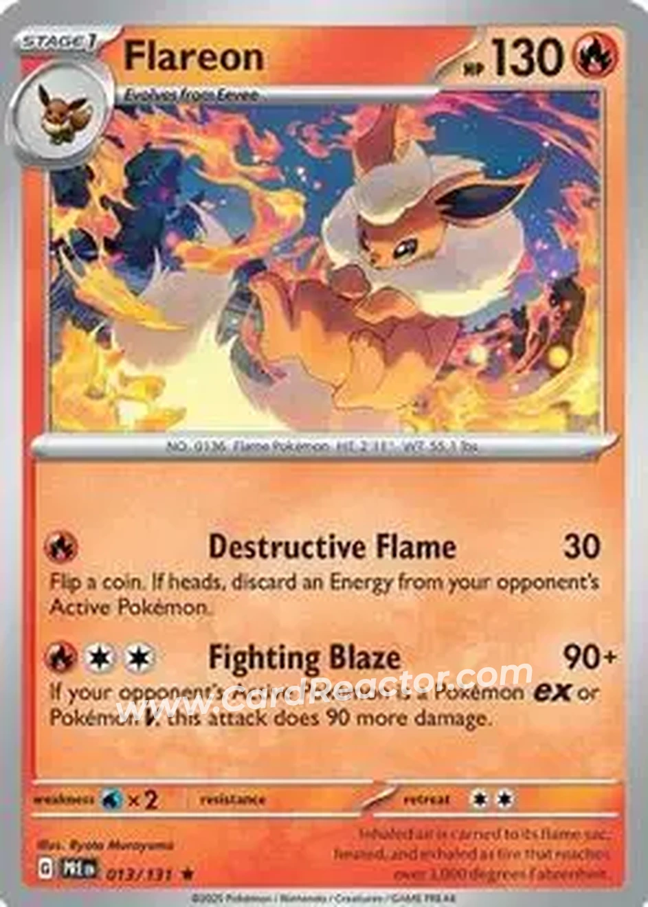 2025 Pokemon Scarlet & Violet Prismatic Evolutions #013/131 - Flareon - Front