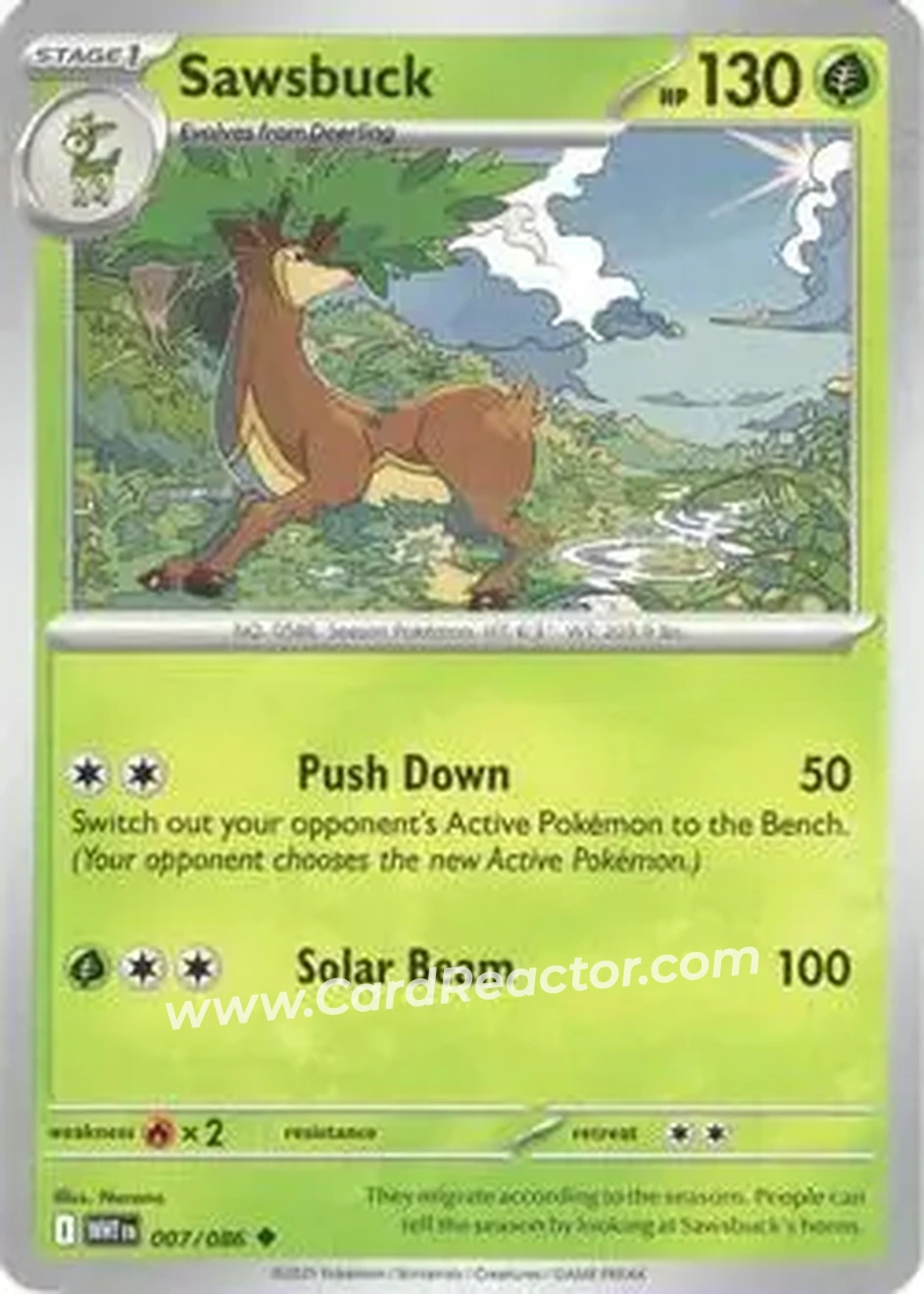 2025 Pokemon Scarlet & Violet White Flare #007/086 - Sawsbuck