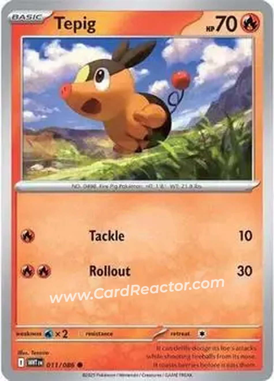 2025 Pokemon Scarlet & Violet White Flare #011/086 - Tepig