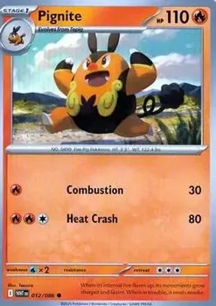 2025 Pokemon Scarlet & Violet White Flare #012/086 - Pignite